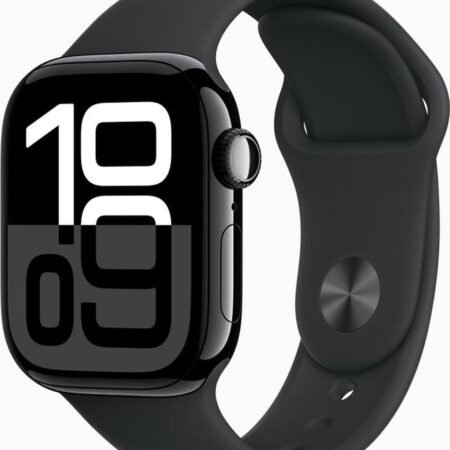 Alternative view of Apple Watch Series 10 - Wifi + 4G - 42mm - Zwarte Aluminium Case met Zwart Sportbandje - S/M