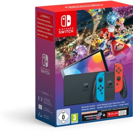 Nintendo Switch OLED - Mario Kart 8 Deluxe + 3 maanden Online Lidmaatschap Bundel - Blauw/Rood