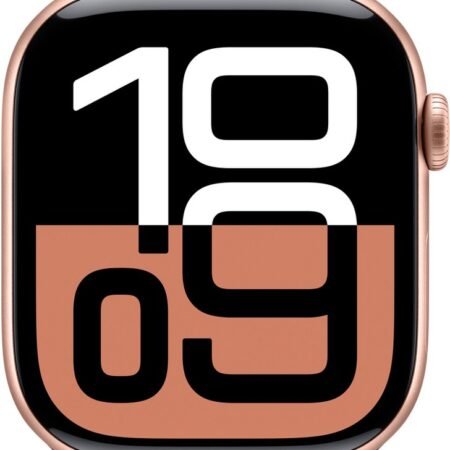 Apple Watch Series 10 - Wifi + 4G - 42mm - Rose Gouden Aluminium Case met Plum Geweven Sportbandje